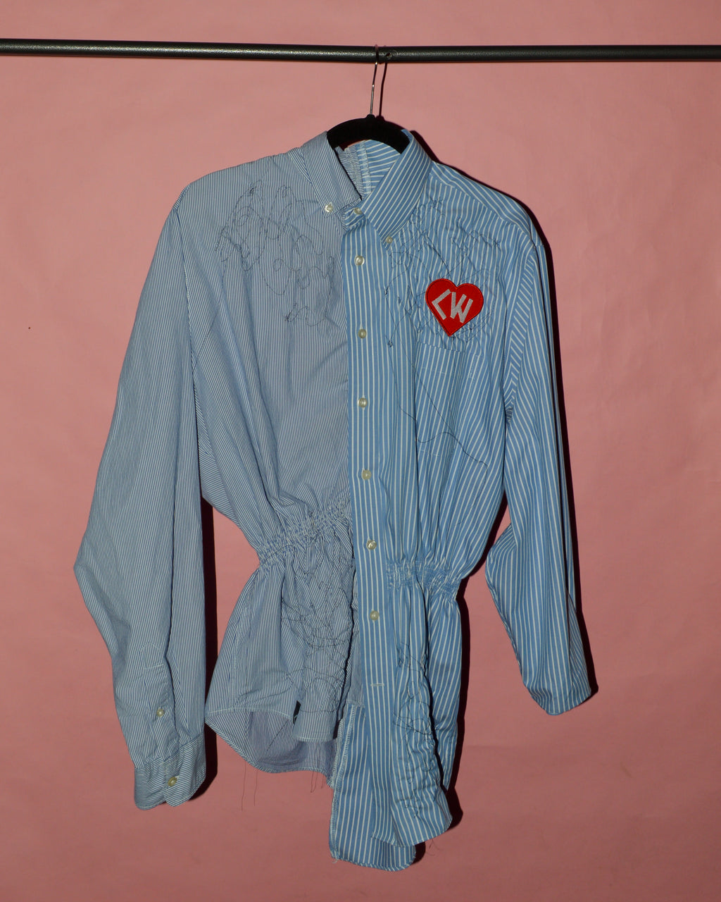 Shirred Button-Down Shirt 01