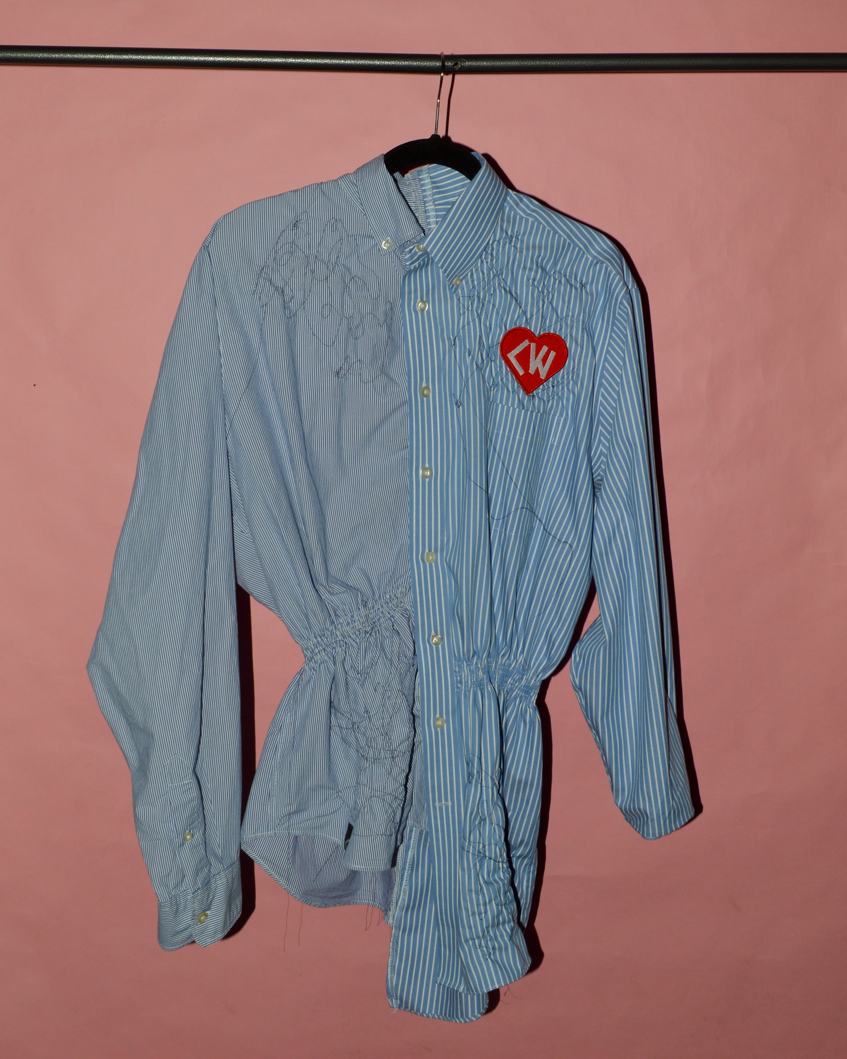 Shirred Button-Down Shirt 01